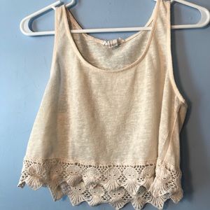 Cream crop top with lace detailing